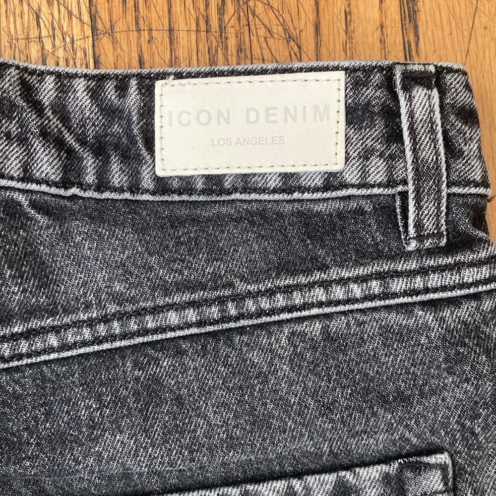 ICON DENIM BEA size 24 boyfriend wide  daddywide leg jeans washed black - Picture 2 of 6